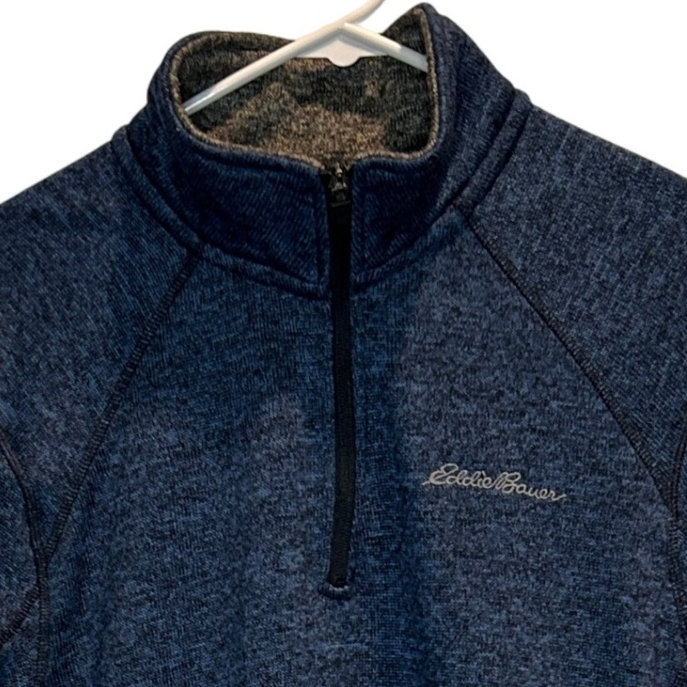 Eddie Bauer Men's Quarter Zip‎ Pullover Fleece Sweater Blue Medium M